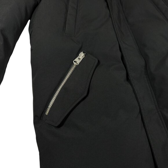 Mackage Edward XR Down Parka Jacket SZ M Black Mock Neck Pockets Hood Missing - Picture 10 of 16